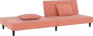 vidaXL 2-osobowa kanapa, 2 poduszki, różowa, aksamitna 4