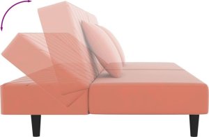vidaXL 2-osobowa kanapa, 2 poduszki, różowa, aksamitna 7