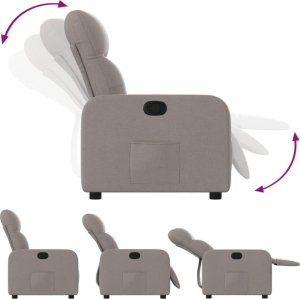 vidaXL Fotel rozkładany, kolor taupe, obity tkaniną 4