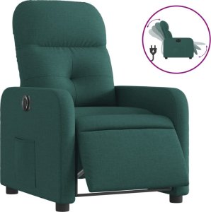 vidaXL Elektryczny fotel rozkładany, ciemnozielony, obity tkaniną 2
