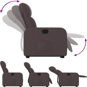 vidaXL Podnoszony fotel rozkładany, ciemnobrązowy, obity tkaniną 6