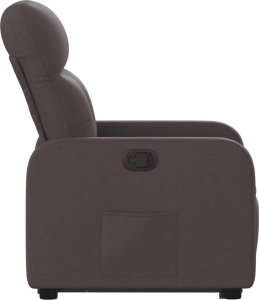 vidaXL Podnoszony fotel rozkładany, ciemnobrązowy, obity tkaniną 9