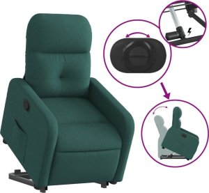 vidaXL Podnoszony fotel rozkładany, ciemnozielony, obity tkaniną 5