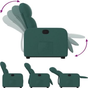 vidaXL Podnoszony fotel rozkładany, ciemnozielony, obity tkaniną 6