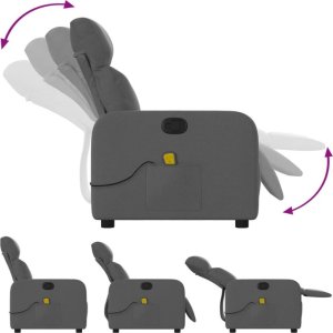 vidaXL Rozkładany fotel masujący, ciemnoszary, obity tkaniną 5