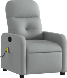 vidaXL Rozkładany fotel masujący, jasnoszary, obity tkaniną 3