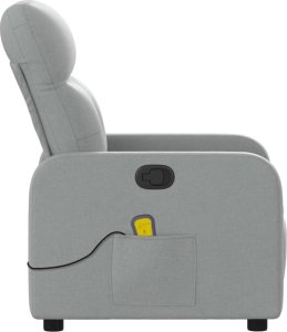 vidaXL Rozkładany fotel masujący, jasnoszary, obity tkaniną 8