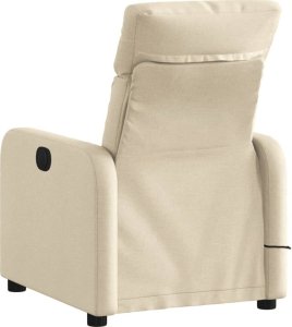 vidaXL Rozkładany fotel masujący, kremowy, obity tkaniną 4