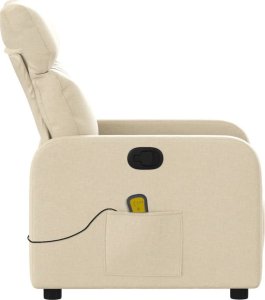 vidaXL Rozkładany fotel masujący, kremowy, obity tkaniną 8