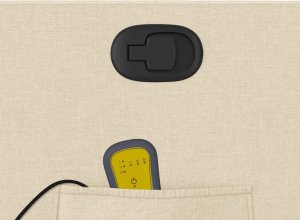 vidaXL Rozkładany fotel masujący, kremowy, obity tkaniną 10