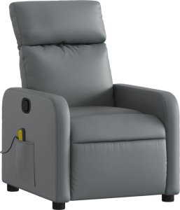 vidaXL Rozkładany fotel masujący, szary, obity sztuczną skórą 3