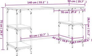 Biurko vidaXL Dąb Sonoma 140 cm x 50 cm 10