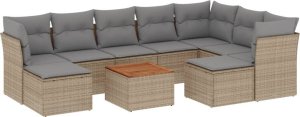 vidaXL 10-częściowy zestaw mebli ogrodowych z poduszkami, beżowy, polirattan 2