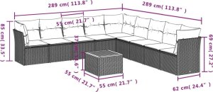 vidaXL 10-częściowy zestaw mebli ogrodowych z poduszkami, beżowy, polirattan 3