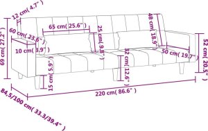 vidaXL 2-osobowa kanapa, 2 poduszki, czarna, aksamitna 11