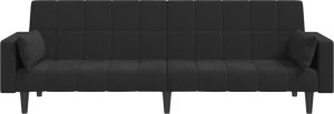 vidaXL 2-osobowa kanapa, 2 poduszki, czarna, aksamitna 5
