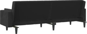 vidaXL 2-osobowa kanapa, 2 poduszki, czarna, aksamitna 8