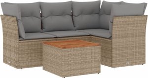 vidaXL 5-częściowy zestaw mebli ogrodowych z poduszkami, beżowy, polirattan 2