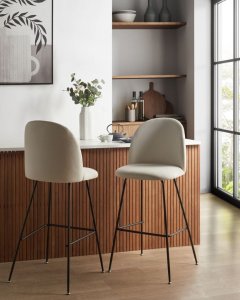 Beliani Zestaw 2 krzeseł barowych welurowy biały ARCOLA 2