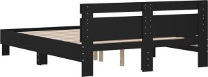 vidaXL vidaXL Rama łóżka z wezgłowiem, czarna, 150x200 cm 7