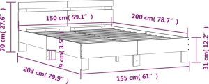 vidaXL vidaXL Rama łóżka z wezgłowiem, czarna, 150x200 cm 10