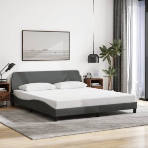 vidaXL vidaXL Rama łóżka bez materaca, ciemnoszara, 160x200 cm, obita tkaniną 3