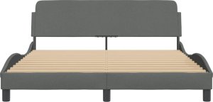 vidaXL vidaXL Rama łóżka bez materaca, ciemnoszara, 160x200 cm, obita tkaniną 4