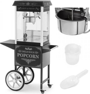 Maszynka do popcornu Royal Catering Profesjonalna maszyna do popcornu na wózku z oświetleniem RETRO 88 l 1600 W czarna 1