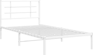 vidaXL Metalowa rama łóżka z wezgłowiem, biała, 100x200 cm 3