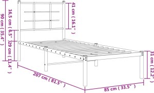 vidaXL Metalowa rama łóżka z wezgłowiem, biała, 80x200 cm 10