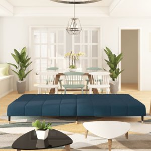 vidaXL 2-osobowa kanapa, niebieska, tapicerowana aksamitem 3