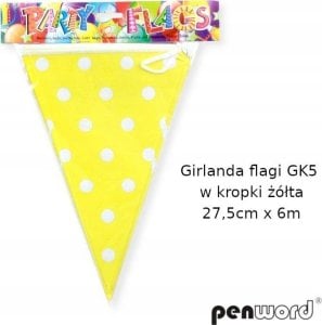 Teka Girlanda flagi w kropki żółta 27.5cmx6m 1