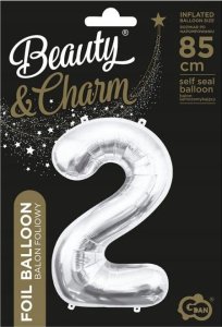 GoDan Balon foliowy B&C cyfra 2 srebrna 85cm 2