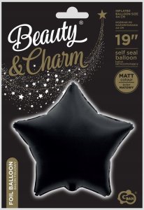 GoDan Balon foliowy B&C Gwiazda matowa, czarna 44cm 2