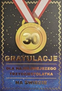 Yeku Karnet Urodziny 30 medal męskie 1