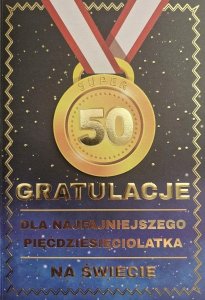 Yeku Karnet Urodziny 50 medal męskie 1