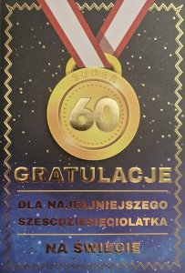 Yeku Karnet Urodziny 60 medal męskie 1