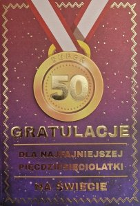 Yeku Karnet Urodziny 50 medal damskie 1