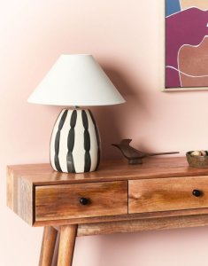 Lampa stołowa Beliani Lampa stołowa ceramiczna beżowo-czarna LUCHETTI 3