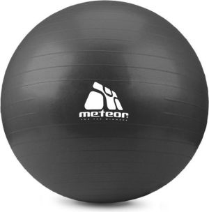 Meteor Piłka fitness 75CM Z POMPKĄ CZARNA żółte logo (31134) 2