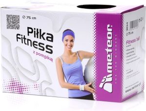 Meteor Piłka fitness 75CM Z POMPKĄ CZARNA żółte logo (31134) 5