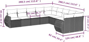 vidaXL 10-częściowy zestaw mebli ogrodowych z poduszkami, beżowy, polirattan 7