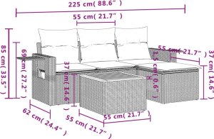 vidaXL 5-częściowy zestaw mebli ogrodowych z poduszkami, beżowy, polirattan 9