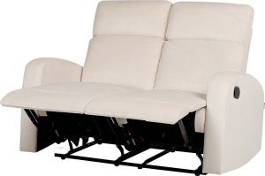 Beliani Sofa 2-osobowa welurowa z manualną funkcją relaksu biała VERDAL 5