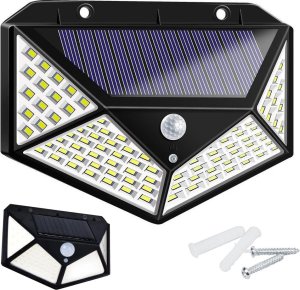 Verk Group Lampa solarna 100 led z czujnikiem zmierzchu ruchu Lampa solarna 100 led z czujnikiem zmierzchu ruchu 1