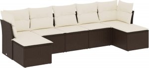 vidaXL 7-cz. zestaw wypoczynkowy do ogrodu, z poduszkami, brązowy 2