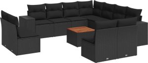 vidaXL vidaXL 12-cz. zestaw mebli do ogrodu, z poduszkami, czarny, polirattan 2