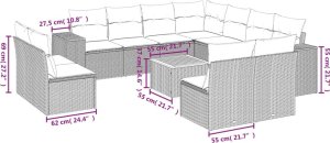 vidaXL vidaXL 12-cz. zestaw mebli do ogrodu, z poduszkami, czarny, polirattan 3