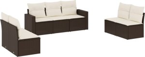 vidaXL 7-cz. zestaw wypoczynkowy do ogrodu, z poduszkami, brązowy 2