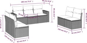vidaXL 7-cz. zestaw wypoczynkowy do ogrodu, z poduszkami, brązowy 3